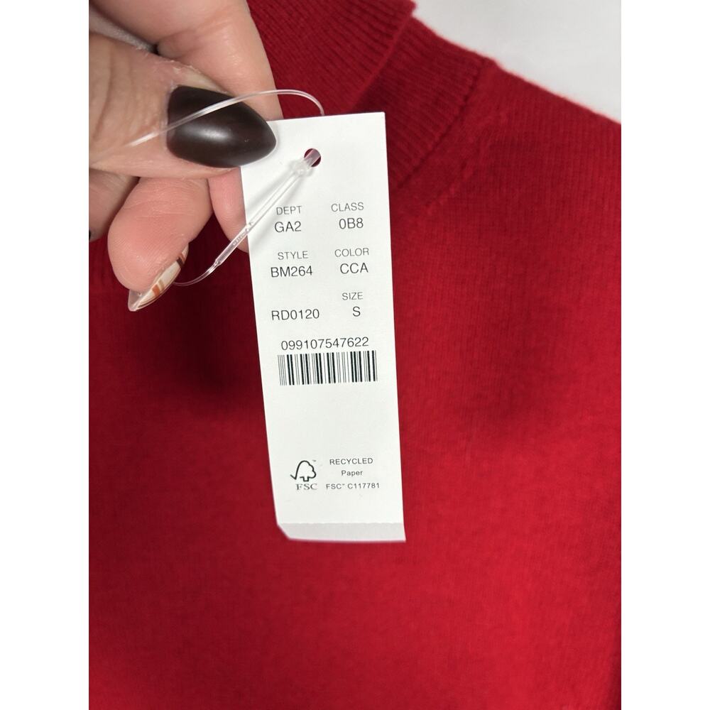 J.Crew S 100% Cashmere Turtleneck Sweater NWT Red Roll Neck BM264 Quiet Luxury - Picture 3 of 10